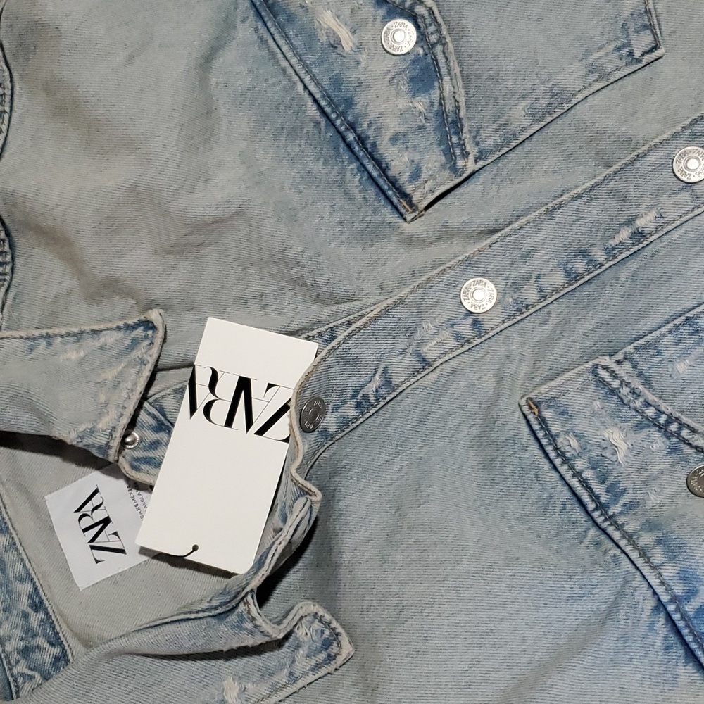 RIPPED TRF DENIM OVERSHIRT SIZE XS - Picture 5 of 5